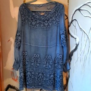 Soft Surroundings Embroidered Lace Tunic L